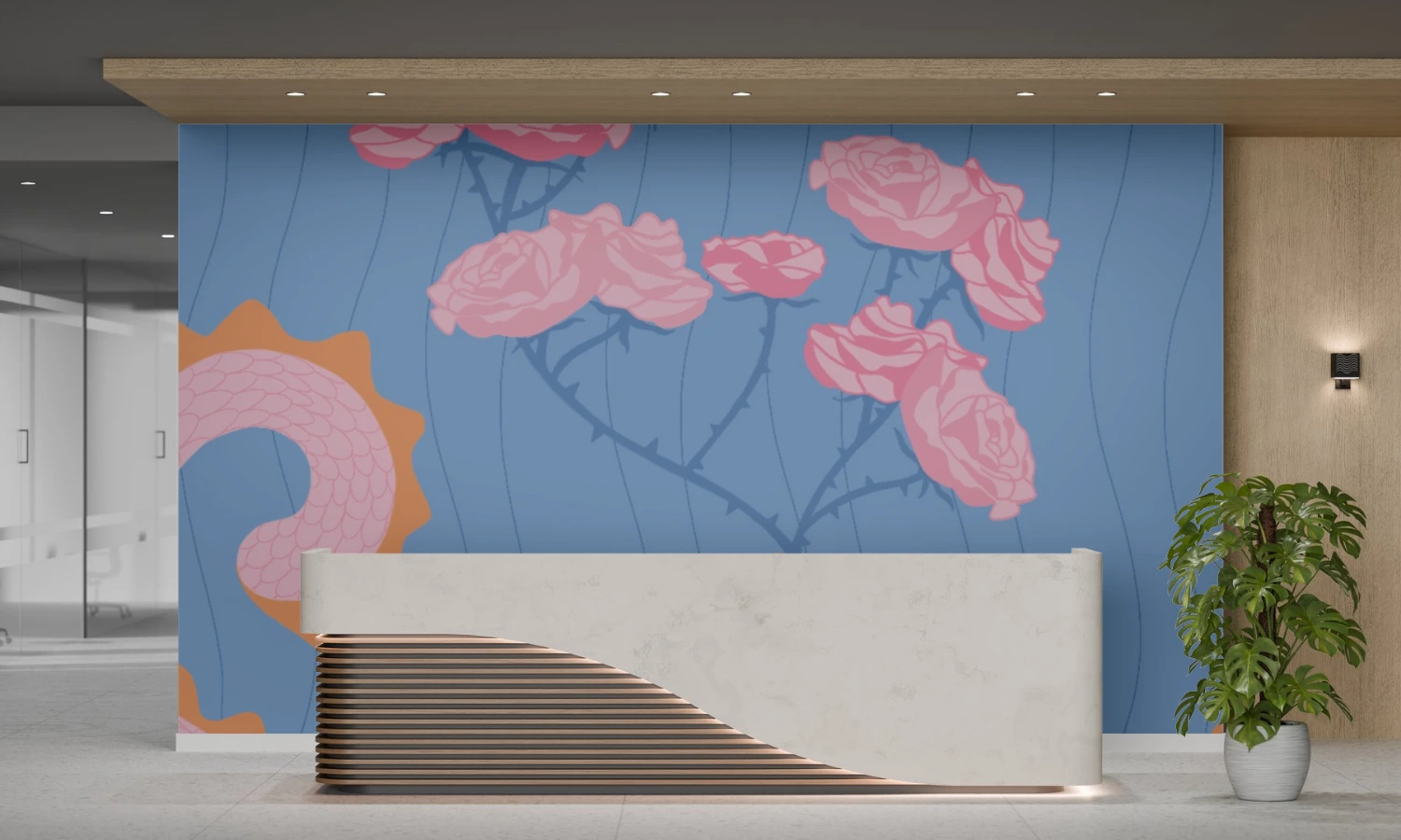 CUSTOM ILLUSTRATION & MURALS FOR WORKSPACES in Barcelona by the freelance illustrator Amélie from Amélimón